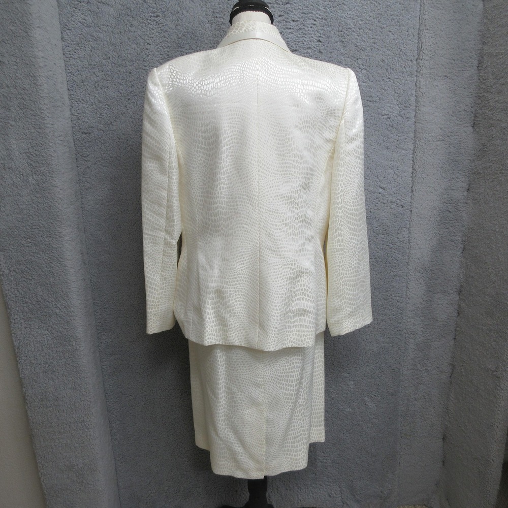 Lord &Taylor Jacquard Skirt Suit Women 14 Ivory Quiet Luxury Formal Classic Glam - Picture 2 of 16